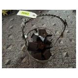 Wire basket, metal birdhouses