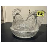 Glass hen on nest