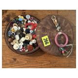 Chinese sewing basket, buttons