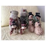 Handmade, distressed, plush snowmen