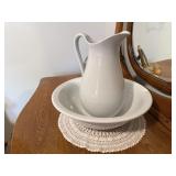 Ironstone bowl, Staffordshire Pottery pitcher