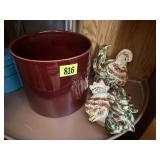 Haeger flower pot, rooster ceramic wall pockets