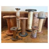 Antique wooden thread spools