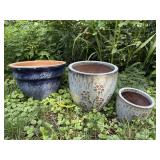 Pottery flower pots (3)