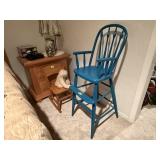 Painted high chair, teddy bear