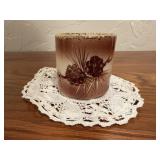 Rymes Ceramics pinecone toothpick holder, doilie