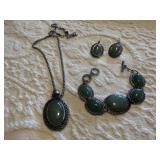 Pendant necklace, matching bracelet, earring