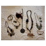Assorted costume jewelry, necklaces, earrings,