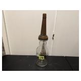 Quart glass motor oil bottle