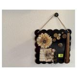 Metal memo board, contents included
