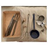 Vintage bread knives, meat knife, fork, ladels,