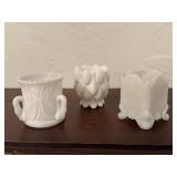 Milk glass toothpick holders (3)