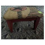 Burlap covered foot stool