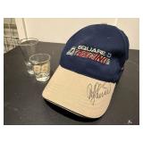 Autographed racing ball cap, shot glasses (2)