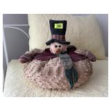 Distressed chenille snowman