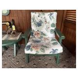 Green patio chair, cushions included