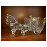 Glass horse drawn wagon dish