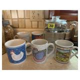 Glass coffee perculator, chicken coffee mugs
