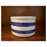 Roseville blue band stoneware crock
