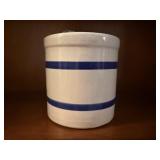 Roseville blue band stoneware crock
