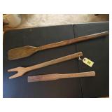 Primitive laundry, wooden paddles (3)