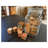 Jar of toy blocks