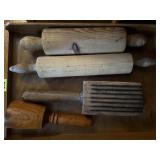 Primitive rolling pins, pestle