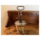 Antique hand mixer, glass measuring cup