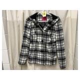 Pink Envelope black & white plaid coat