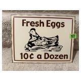 Fresh Eggs metal sign