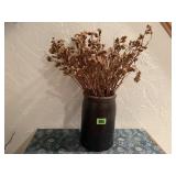 Brown stoneware crock, dried florals