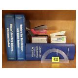 Dictionaries (3), staplers, staples