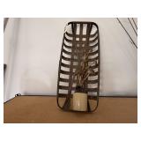 Tobacco basket, stoneware jug, dried florals