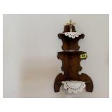 Corner curio shelf, contents included