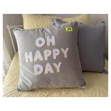 Oh Happy Day, grey throw pillows (2)