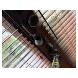 Corn dryer, tools, tape measure, hardware, cups