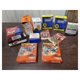 Box of automotive parts, lightbulbs, ignition
