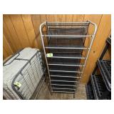 Vertical rolling shoe organizer cart
