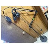 Microphone, stand, Sony headphones