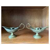 Brass aladdin candlesticks (2)