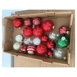 Box of Christmas ornaments