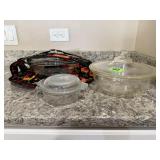 Covered casserole dishes, Pyrex dish, handmade