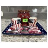 Patriotic lot, wax warmer, salt & pepper shakers,