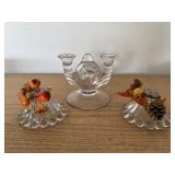 Glass candleholders (3)