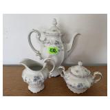 Johann Haviland china coffee pot, cream & sugar