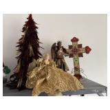 Feather tree, angel tree topper, holiday decor