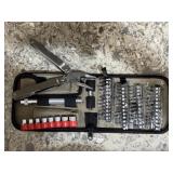 Portable tool kit, leatherman, drill bits