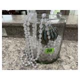 Beaded gardland, decorative orb, glass jar