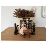 Crate of silk fern leaves, Thanksgiving decor