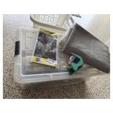 Storage tote, paint supplies, shelf liner,